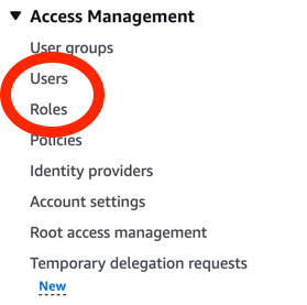 AWS IAM Menu